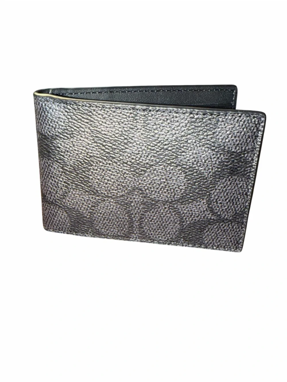 Coach Men's Signature Pattern Bi-Fold Wallet in Black